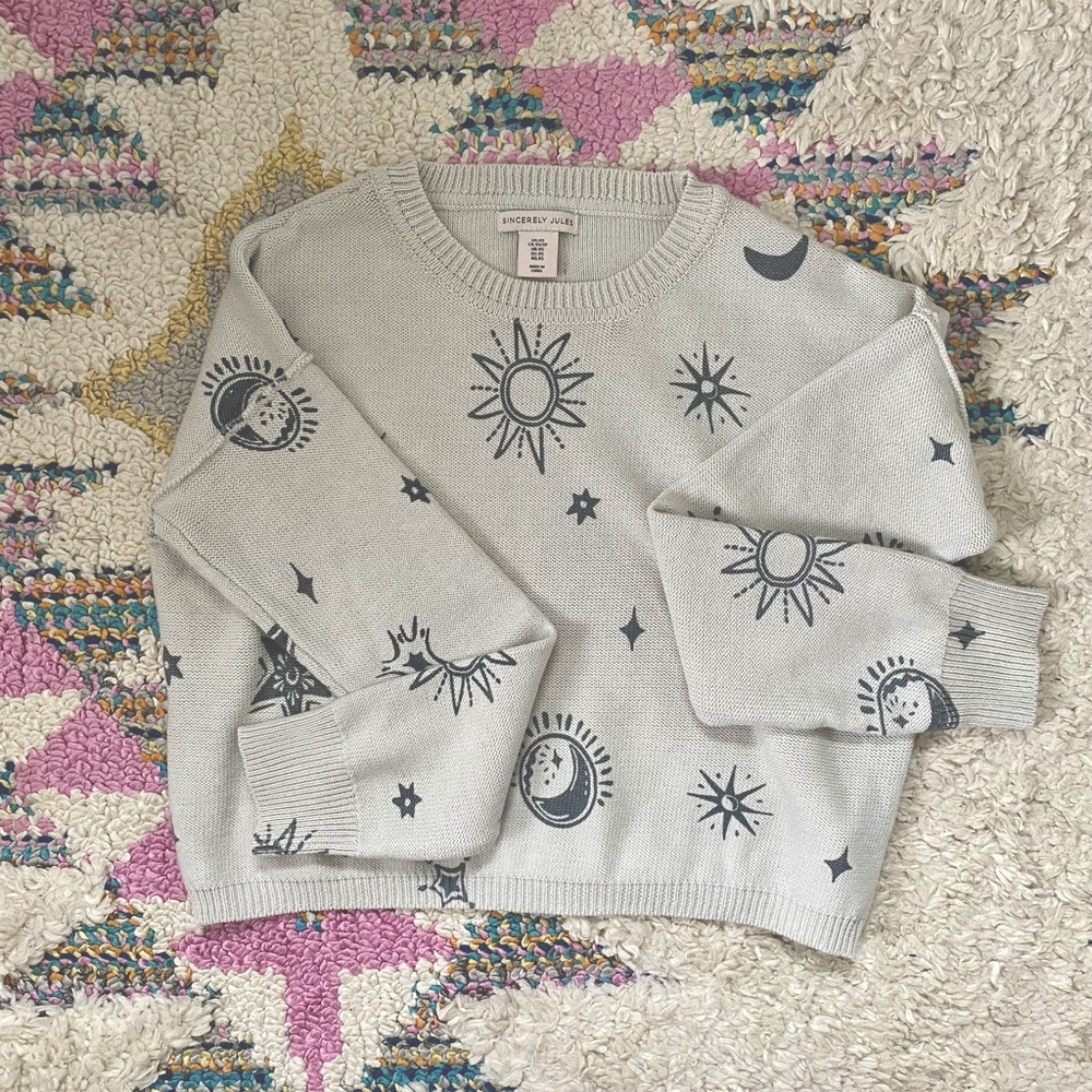 Sincerely Jules Gray Celestial Crew Neck Sweater